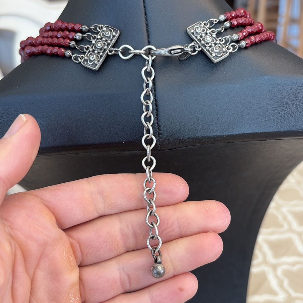 Chico's Multi Stranded Red Silver Statement Neckl… - image 5
